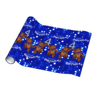 4th Birthday Dancing Teddy Bears Gift Wrapping Paper