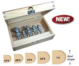 Infinity Tools 00 547, 5 Piece Bearing Guided Bullnose Router Bit Set   Decorative Edge Router Bits  