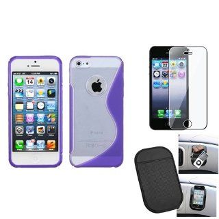 eForCity Film + Mat + compatible with iPhone® 5 TPU Gummy S Line Flexi Skin Case Purple Clear S Shape: Cell Phones & Accessories