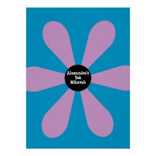 Bat Mitzvah Sign In Board Fun Flower Pink Poster