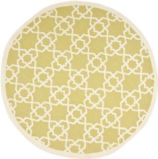 Safavieh Dhurrie Collection DHU548A Handmade Olive and Ivory Wool Round Area Rug, 6 Feet  