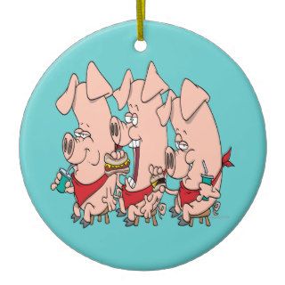 funny pig out party piggy cartoon christmas tree ornament
