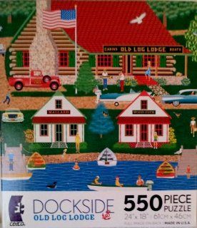Dockside Old Log Lodge 550 Piece Jigsaw Puzzle: Toys & Games