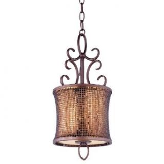 Alexander Collection 1 Light 22" Bronze Mini Pendant with Shimmer Drum Shade 94160SBUB   Ceiling Pendant Fixtures  