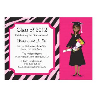 Pink Zabra Print Graduation Party Invitation