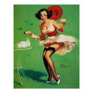 Vintage Retro Gil Elvgren Tea Time Pinup Girl Posters
