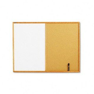 Quartet Combo Bulletin Board, Dry Erase Melamine/Cork, 48 x 36, White, Oak Frame: Everything Else