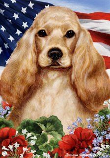 Cocker Spaniel Buff Dog   Tamara Burnett Patriotic I Garden Dog Breed Flag 28'' x 40'': Everything Else