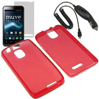 Eagle TPU Sleeve Gel Cover Skin Case for Cricket ZTE Engage LT N8000 + LCD + Car Charger Red: Cell Phones & Accessories