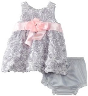 Rare Editions Baby Girls Newborn Soutach Dress, Silver, 0 3 Months: Clothing