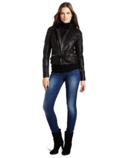 G Star Raw Women's Aviator Leather Jacket, Black, Medium Leather Outerwear Jackets