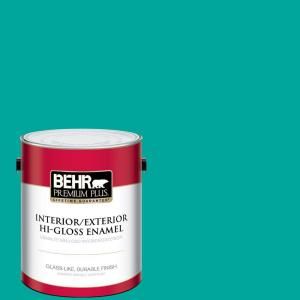 BEHR Premium Plus 1 gal. Home Decorators Collection Tropical Sea Hi Gloss Enamel Interior/Exterior Paint 830001
