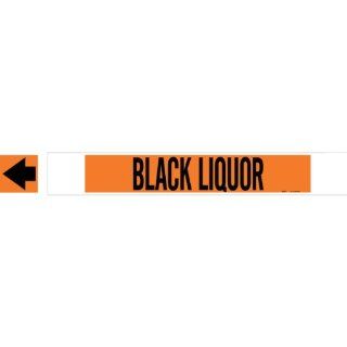 Brady 5798 Hphv High Performance   High Visibility Pipe Marker, B 681/B 883, Black On Orange Polyester Over Laminate On Fiberglass Plastic Carrier, Legend "Black Liquor": Industrial Pipe Markers: Industrial & Scientific