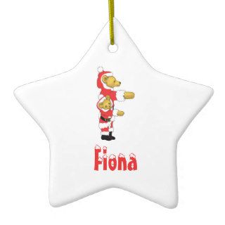 Your Name Here Custom Letter F Teddy Bear Santas Christmas Tree Ornament