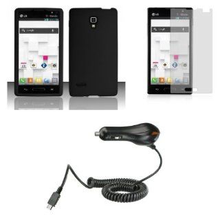 LG Optimus L9 (T Mobile, Metro PCS) Combo   Black Silicone Gel Cover + Atom LED Keychain Light + Screen Protector + Micro USB Car Charger: Cell Phones & Accessories