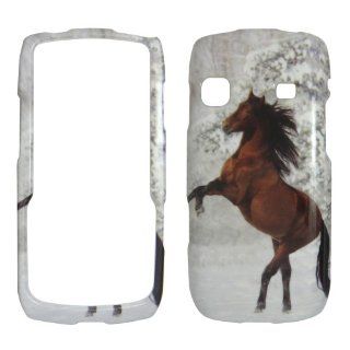 Samsung Replenish M580   Beautiful Horse Snow and Tree Shinny Gloss Finish Hard Plastic Cover, Case, Easy Snap On, Faceplate.: Cell Phones & Accessories