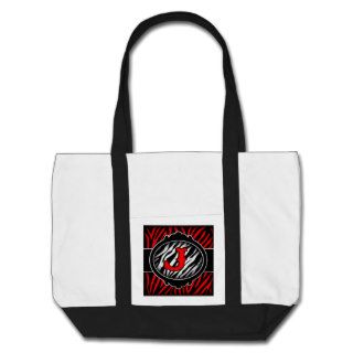 wicked red zebra initial letter J Tote Bags