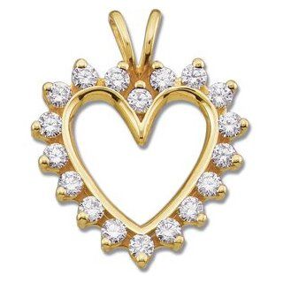 14K Yellow Gold Diamond Heart Pendant Jewelry