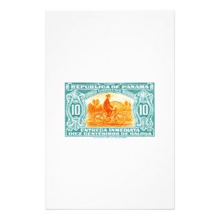 1929 Panama Bicycle Messenger Postage Stamp Custom Stationery