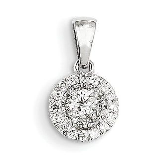14k White Gold Diamond Halo Pendant   JewelryWeb Jewelry