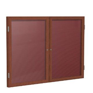 2 Door Wood Frame Enclosed Flannel Letterboard Frame Finish: Cherry, Surface Color: Burgundy, Size: 36" H x 60" W x 2.25" D : Changeable Letter Boards : Office Products