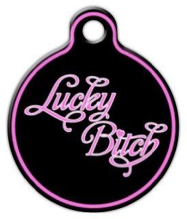 Lucky Bitch   Custom Pet ID Tag for Dogs and Cats   Dog Tag Art   LARGE SIZE : Pet Identification Tags : Pet Supplies