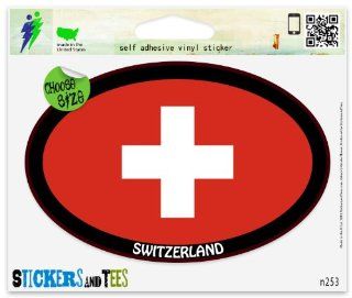 Switzerland black Euro oval Car Sticker Indoor Outdoor 5" x 3": Automotive