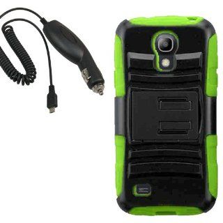 BW Armor Shield Combo Case Holster for AT&T, Verizon, Sprint, US Cellular Samsung Galaxy S4 Mini i9190, i9192 + Car Charger Neon Green: Cell Phones & Accessories