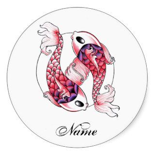 Cool Oriental Japanese pink Koi Carp Yin Yang Round Sticker