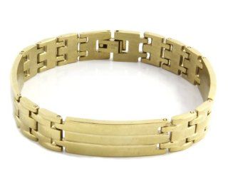 Men's Heavy Gold Plated Solid Stainless Steel Chain Link Bracelet 8 Inches GSTB 572 Jewelry