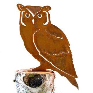 Elegant Garden Design Screech Owl, Steel Silhouette with Rusty Patina : Garden Border Edging : Patio, Lawn & Garden