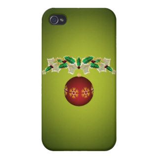 Red Christmas Ornament with Ivy and Holly Garland Case For iPhone 4