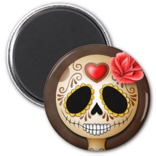 Cute Brown Sugar Skull Magnet