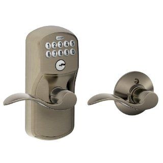 Schlage FE575PLY620ACC Antique Pewter Plymouth Plymouth Keypad Entry Auto Lock Door Knob Set with Accent Lever