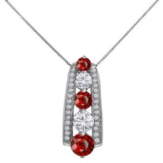 3.22 CT.T.W. Round Cut Garnet and Created Sapphire Pendant in 14K Gold over