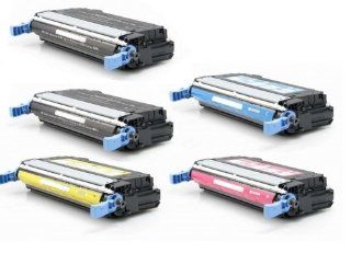 Remanufactured HP Color LaserJet 4700   Bundle of 5 Laser Toner Cartridges 1 each of Cyan, Yellow, Magenta and 2 Black Electronics