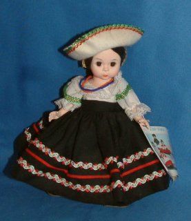 1984   Madame Alexander   International Series   #576   Mexico 8 Inch Doll   White Sombrero   White Lace Trimmed Blouse   Black Embroidered Skirt   Brown Hair / Brown Eyes   Out of Production   Rare   Limited Edition   Collectible: Toys & Games