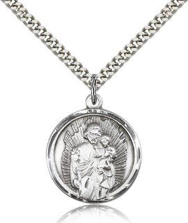 Saint Joseph Pendants   Sterling Silver St. Joseph Pendant Including 24 Inch Necklace: Jewelry