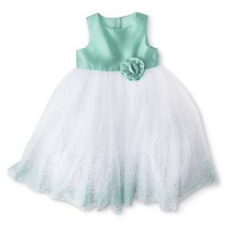 Cherokee Infant Toddler Girls Sleeveless Glitter Empire Dress   Aqua 4T