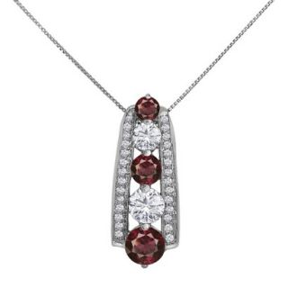 3.22 CT.T.W. Round Cut Rhodolite and Created Sapphire Pendant in 14K Gold over