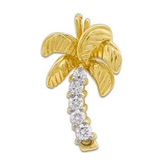 Palm Tree Pendant with Diamonds in 14K Yellow Gold: Maui Divers of Hawaii: Jewelry