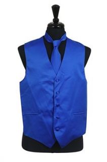 Classy Men's Royal Blue Solid Vest, Tie and Handkerchief 3 Piece Set at  Mens Clothing store Business Suit Vests
