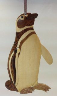 Puzzle Pieced Detailed Penguin Wood Hanging Ornament 4"  Decorative Hanging Ornaments  