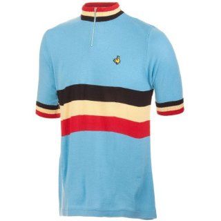 DeMarchi Belgium Team Replica Jersey   Short Sleeve   Men's Light Blue, M : Cycling Jerseys : Sports & Outdoors