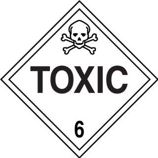 Accuform Signs MPL606VS50 Adhesive Vinyl Hazard Class 6 DOT Placard, Legend "TOXIC 6" with Graphic, 10 3/4" Width x 10 3/4" Length, Black on White (Pack of 50): Industrial Warning Signs: Industrial & Scientific