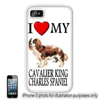 Cavalier King Charles Spaniel Love My Dog Apple iPhone 5 Hard Back Case Cover Skin White Cell Phones & Accessories