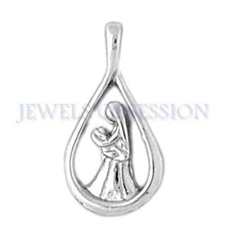 14K White Gold Mother Mary, Mother And Child Pendant: Jewels Obsession: Jewelry