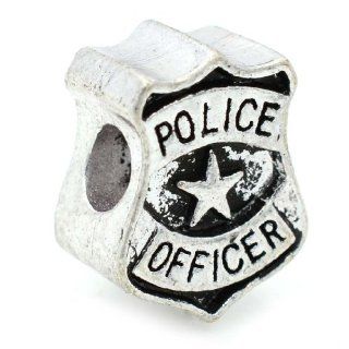 Pro Jewelry "Police Badge" Charm Bead for Snake Chain Charm Bracelets: Jewelry