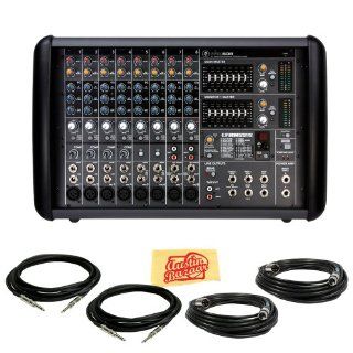 Mackie PPM608 8 Channel 1,000 Watt Powered Mixer Bundle with Two XLR Cables, Two Instrument Cables, and Polishing Cloth Musical Instruments
