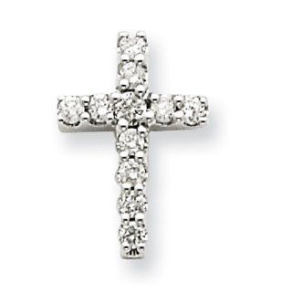 Diamond Cross Pendant in 14kt White Gold   Round Brilliant Shape   Wonderful: GEMaffair Jewelry